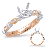 14 KT Rounds Shape Rose & White Gold Halo Engagement Ring