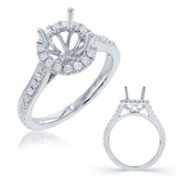 14 KT Rounds Shape White Gold Halo Engagement Ring