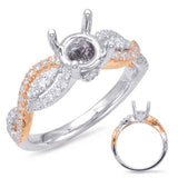 14 KT Rounds Shape Rose & White Gold Engagement Ring