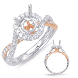 14 KT Rounds Shape Rose & White Gold Halo Engagement Ring
