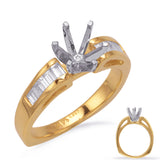 14 KT Baguette Shape Yellow Gold Engagement Ring