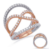 14 KT Rounds Shape Rose & White Gold Diamond Fashion Ring