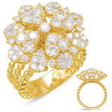 14 KT Rounds Shape Yellow Gold Diamond Fashion Ring