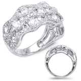 14 KT Rounds Shape White Gold Diamond Fashion Ring