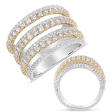 14 KT Rounds Shape White & Yellow Gold Pave Diamond Ring
