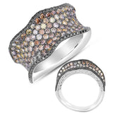 14 KT Black Diamonds Shape White Gold Fashion Ring