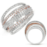 14 KT Rounds Shape White & Rose Gold Pave Band
