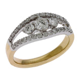 14 KT Rounds Shape Yellow & White Gold Three Stone Ring