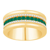 14 KT Emerald Shape Yellow Gold Emerald & Diamond Ring