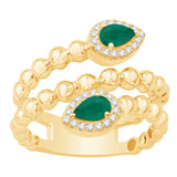 14 KT Emerald Shape Yellow Gold Emerald & Diamond Ring