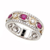 14 KT Rounds Shape Yellow & White Ruby & Diamond Ring