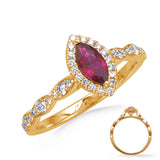 14 KT Rounds Shape Ruby & Diamond Ring