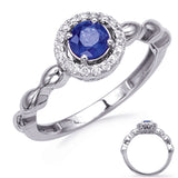 14 KT Rounds Shape White Gold Sapphire & Diamond Ring