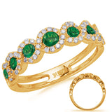 14 KT Emerald Shape Yellow Gold Emerald & Diamond Ring