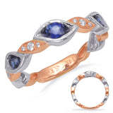 14 KT Rounds Shape Rose & White Gold Sapp & Diamond Ring