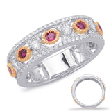 14 KT Rounds Shape Rose & White Gold Ruby & Diamond Ring