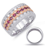 14 KT Rounds Shape Rose & White Gold Ruby & Diamond Ring