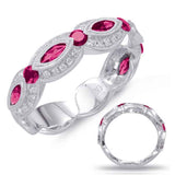 14 KT Rounds Shape White Gold Ruby & Diamond Ring