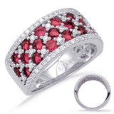14 KT Rounds Shape White Gold Ruby & Diamond Ring