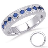 14 KT Rounds Shape White Gold Sapphire & Diamond Band