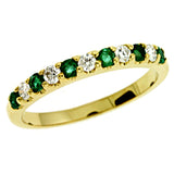 14 KT Emerald Shape Emerald & Diamond Band