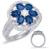 14 KT Rounds Shape White Gold Sapphire & Diamond Ring