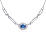 14 KT Rounds Shape White Gold Diamond & Sapphire Necklace
