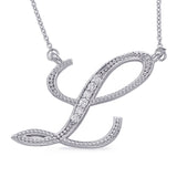 14 KT Rounds Shape White Gold Diamond Initial L Pendant