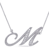 14 KT Rounds Shape White Gold Diamond Initial M Pendant