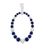 14 KT Rounds Shape White Gold Diamond & Sapphire Pendant