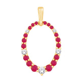 14 KT Rounds Shape Yellow Gold Diamond & Ruby Pendant