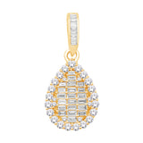 14 KT Baguette Shape Yellow Gold Diamond Pendant