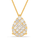 14 KT Princess Shape Yellow Gold Diamond Pendant