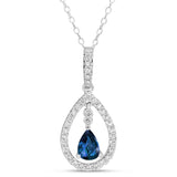 14 KT Rounds Shape White Gold Sapphire & Diamond Pendant