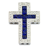 14 KT Rounds Shape Sapphire & Diamond Cross Pendant