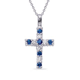 14 KT Rounds Shape White Gold Sapphire & Diamond Cross