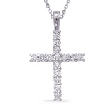 14 KT Rounds Shape White Gold Diamond Cross Pendat