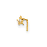 14k 23 Gauge CZ Star Nose Stud