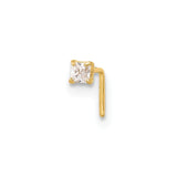 14k 22 Gauge  2.5mm Square CZ Nose Stud