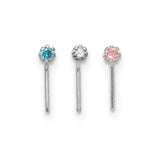 10k White Gold 1.5mm Set Of 3 CZ Nose Studs