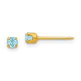 Inverness 24k Plated March Lt Blue Crystal Birthstone Earrings