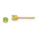 Inverness 24k Plated August Lt. Green Crystal Birthstone Earrings