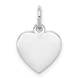 Sterling Silver Rhodium-plated Engraveable Heart Polished Disc Charm