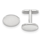 Silver-tone Polished Oval Engravable Cuff Links